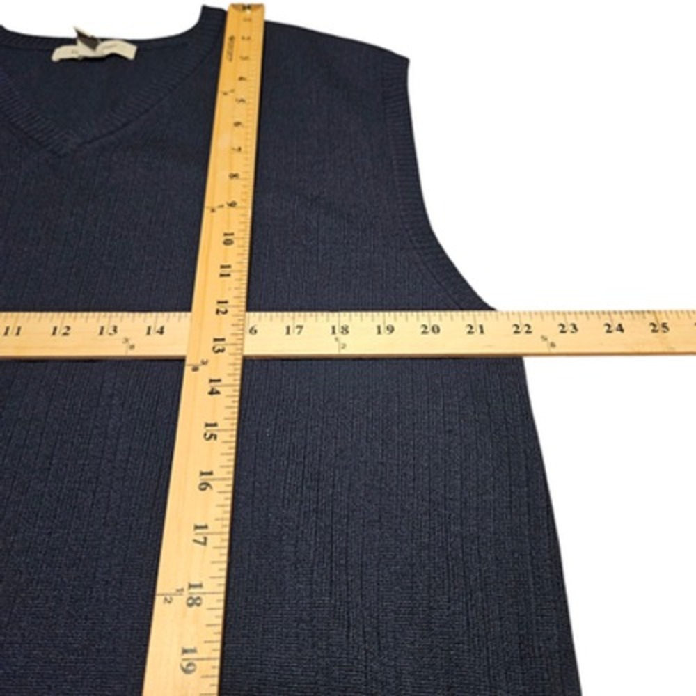 Pronto Uomo Sweater Vest Mens XL Blue 100% Merino Wool Knit Pullover Classic - Picture 6 of 6